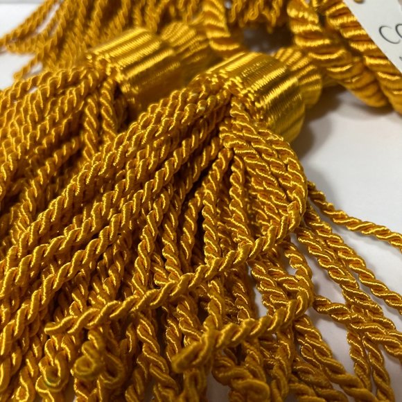 Bullion Gold Drapery Curtain Chair Tie Back 108 Spread Rope 5" Tassel Set of 4 - Picture 4 of 14